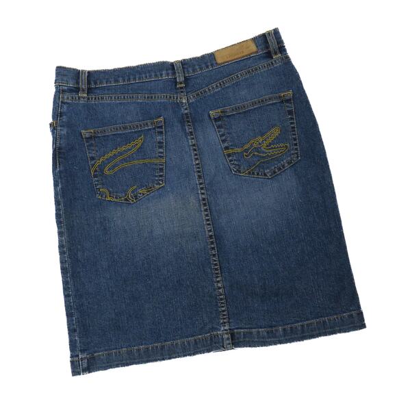 Lacoste Dresses & Skirts - 1990s Vintage Lacoste Jean Mini Skirt Denim Skirt 30" Preppy Embroidered